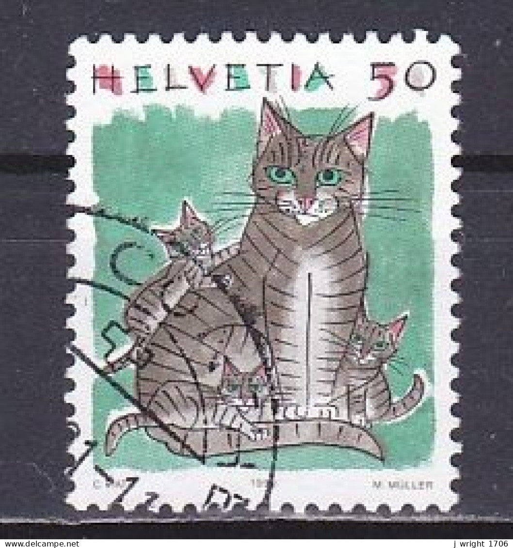 Switzerland, 1990, Animals/Cat, 50c, USED - Usados