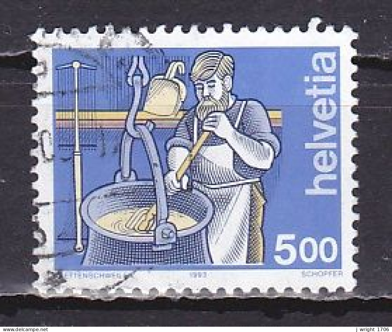 Switzerland, 1994, Occupations/Cheesemaking, 5.00Fr, USED - Oblitérés