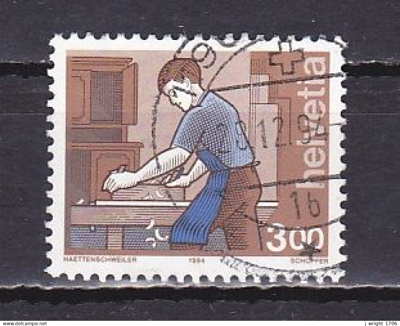 Switzerland, 1994, Occupations/Carpenter, 3.00Fr, USED - Oblitérés