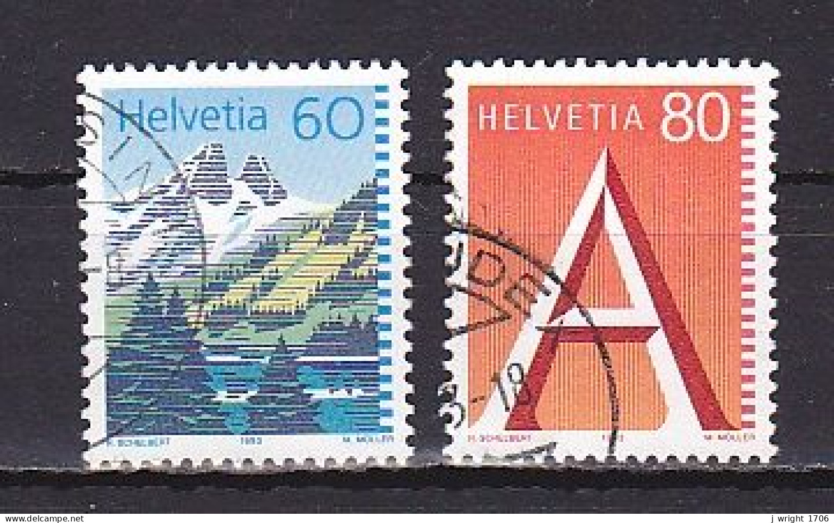 Switzerland, 1993, Lake Tanay & 'A' First Class Stamp, 60c & 80c, USED - Used Stamps