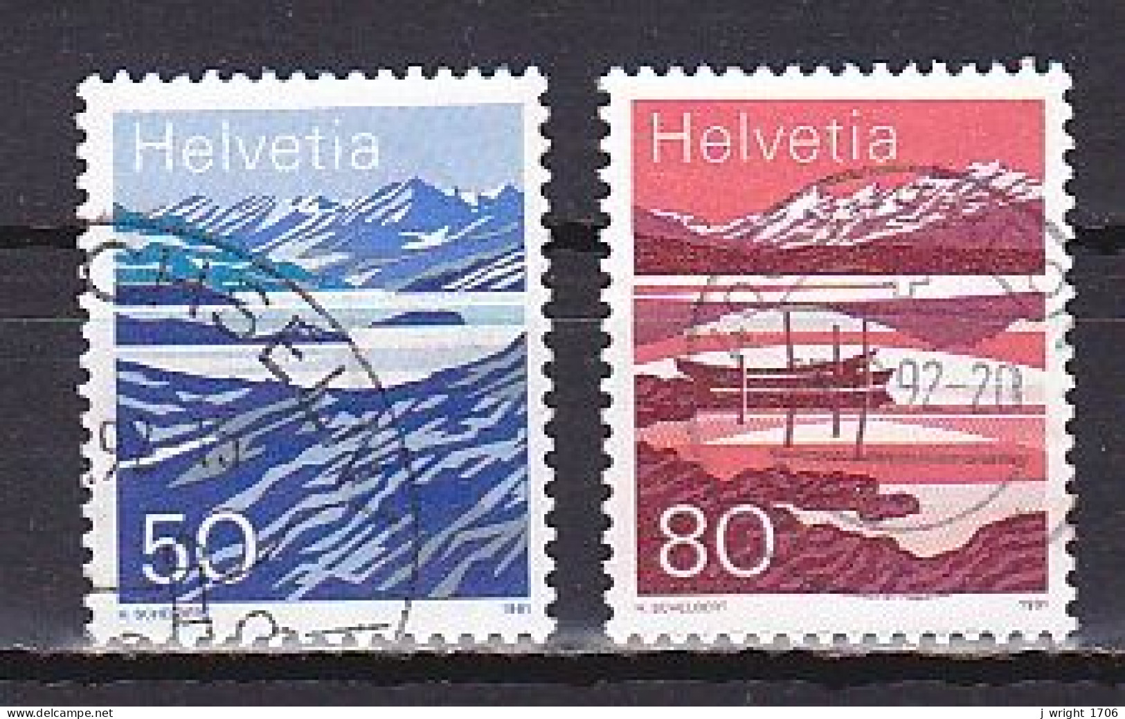 Switzerland, 1991, Lake Moesola & Melchsee, 50c & 80c, USED - Gebruikt