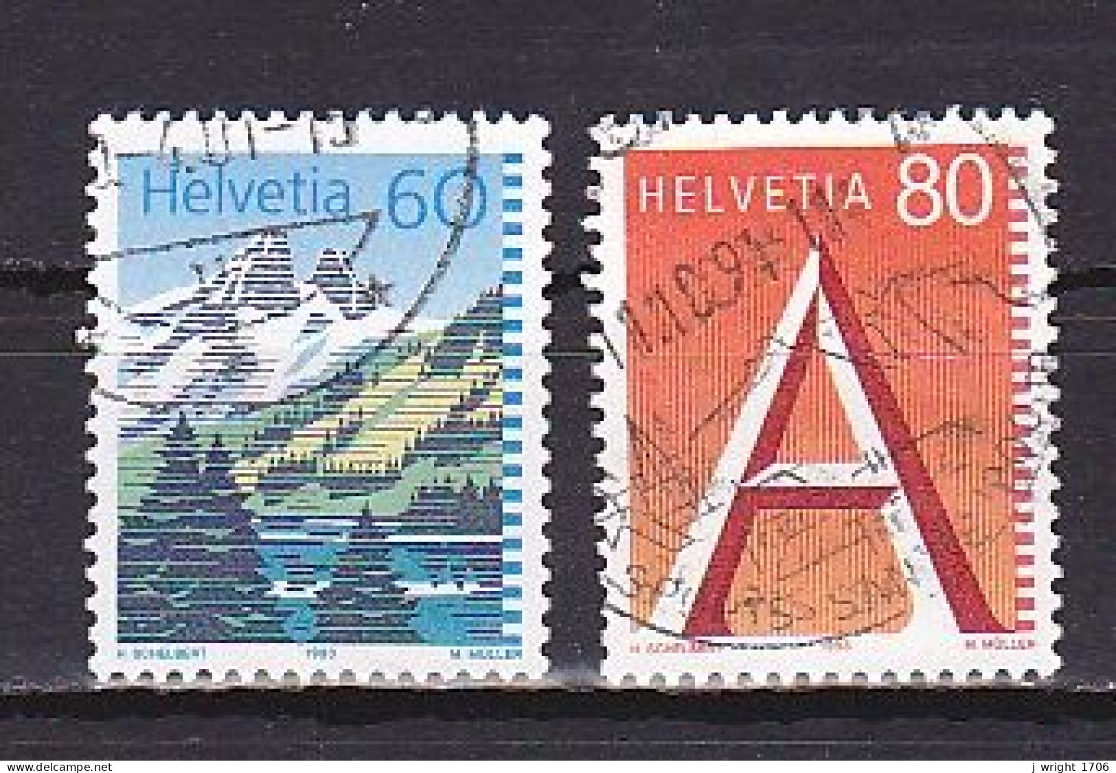 Switzerland, 1993, Lake Tanay & 'A' First Class Stamp, 60c & 80c, USED - Used Stamps