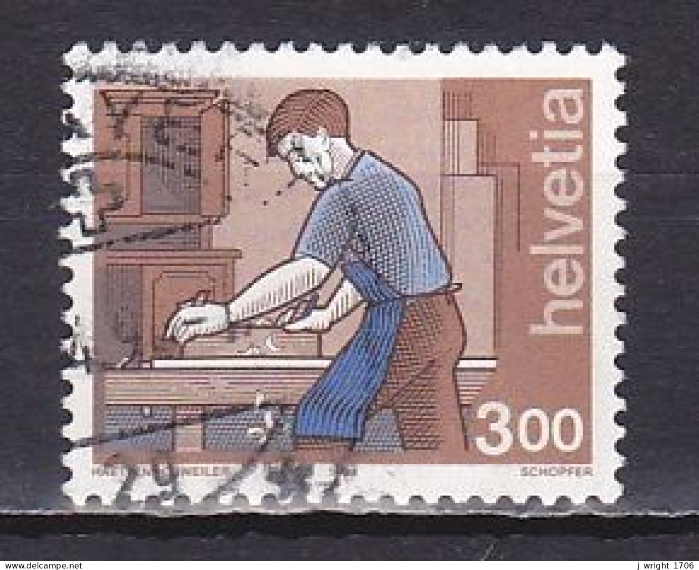 Switzerland, 1994, Occupations/Carpenter, 3.00Fr, USED - Oblitérés