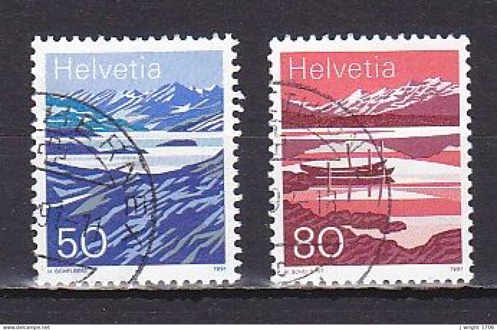 Switzerland, 1991, Lake Moesola & Melchsee, 50c & 80c, USED - Usati