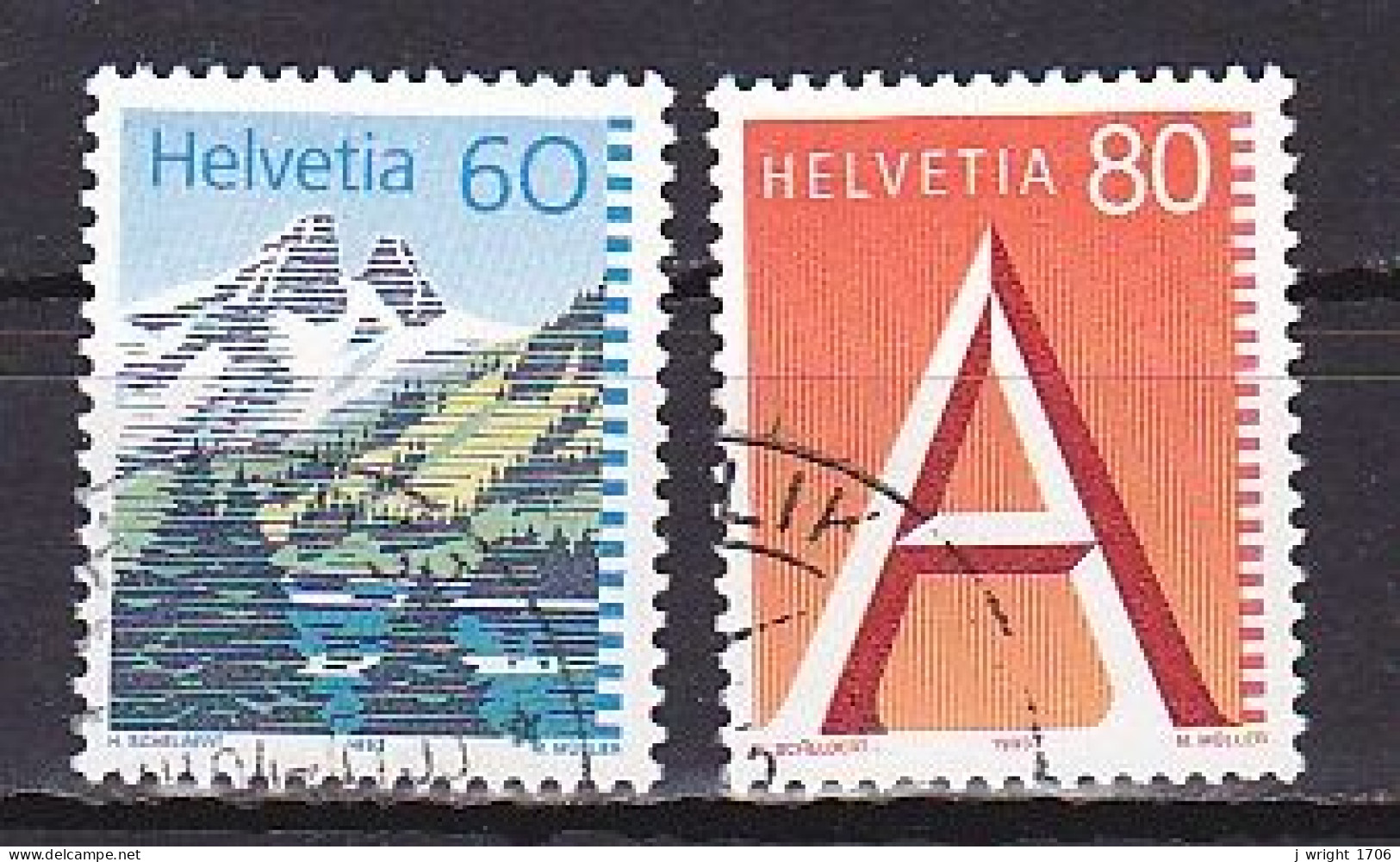 Switzerland, 1993, Lake Tanay & 'A' First Class Stamp, 60c & 80c, USED - Oblitérés