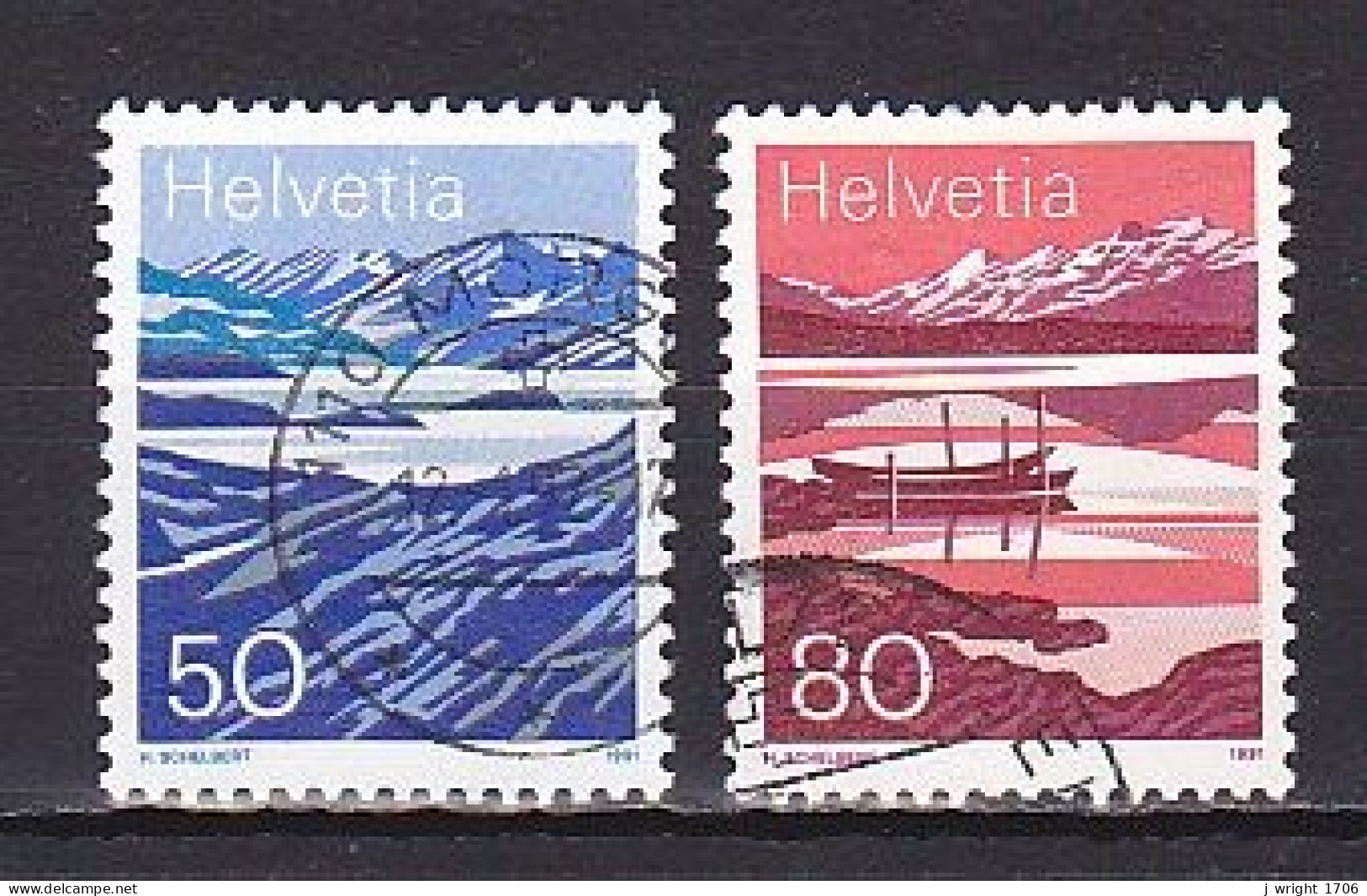 Switzerland, 1991, Lake Moesola & Melchsee, 50c & 80c, USED - Used Stamps