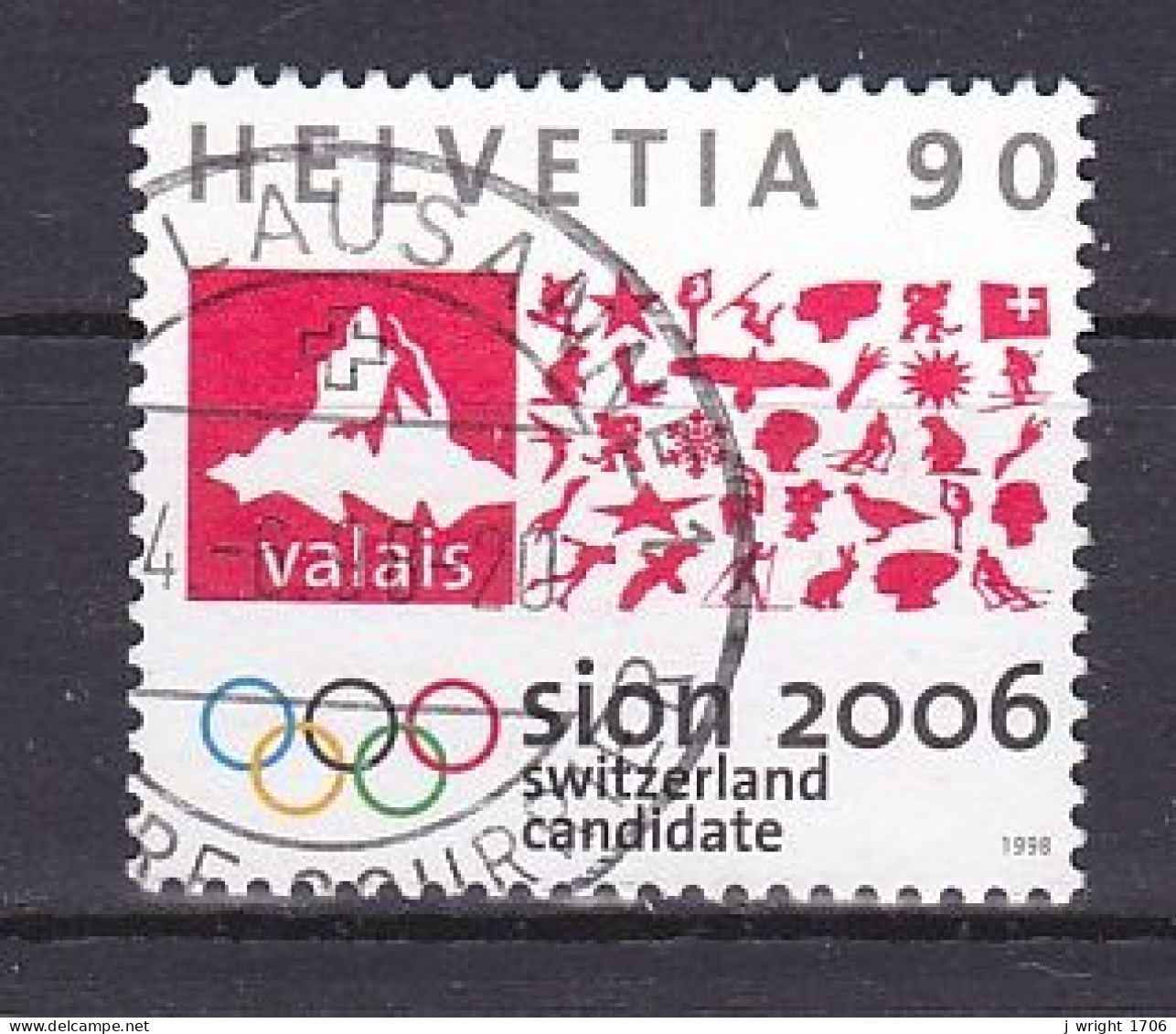 Switzerland, 1998, Winter Olympic Games Sion 2006, 90c, USED - Oblitérés