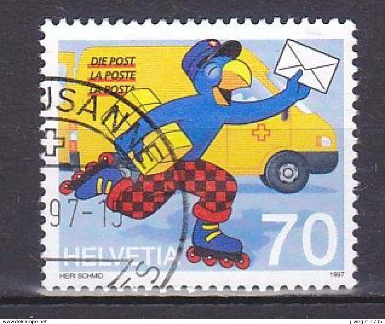 Switzerland, 1997, Globi As Postman, 70c, USED - Usados