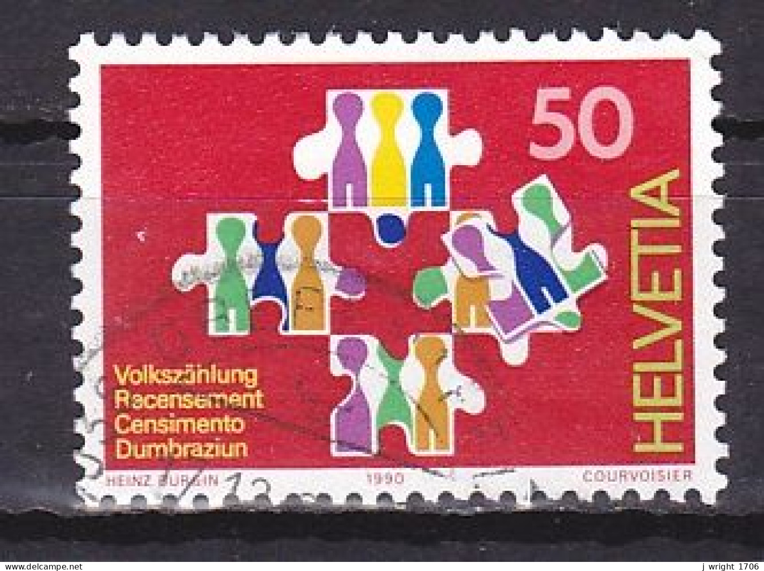 Switzerland, 1990, Population Census, 50c, USED - Gebraucht