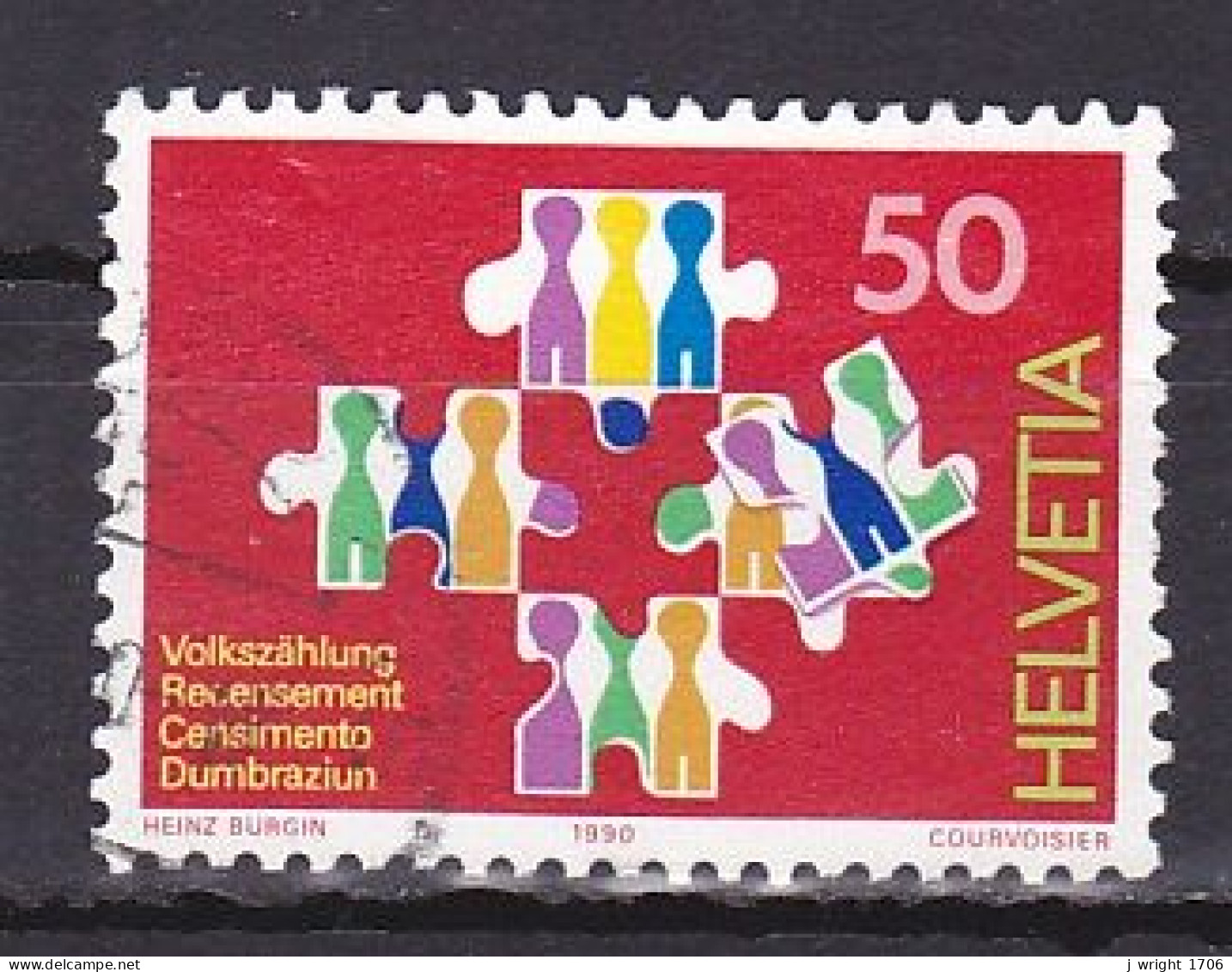 Switzerland, 1990, Population Census, 50c, USED - Usados