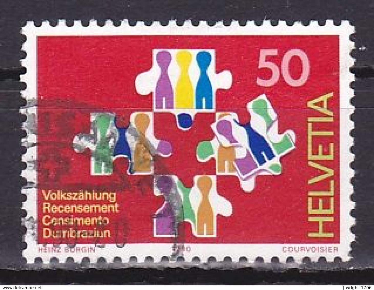Switzerland, 1990, Population Census, 50c, USED - Used Stamps