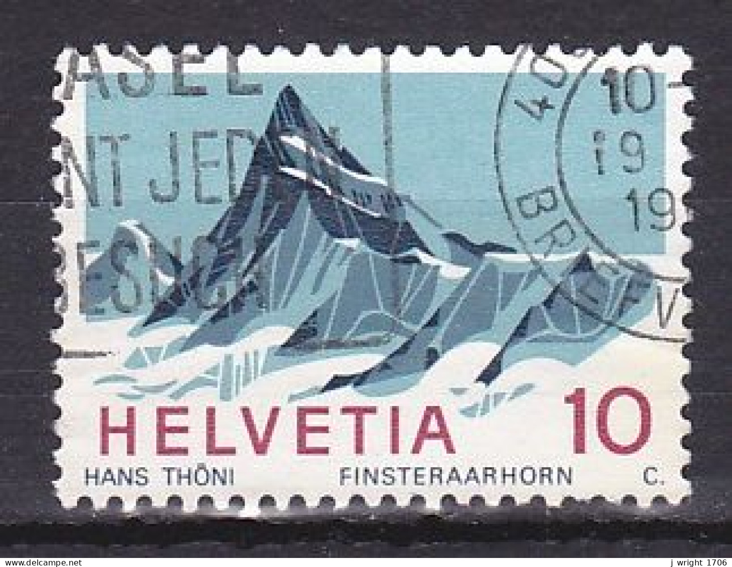 Switzerland, 1966, Swiss Alps/Finsteraarhorn, 10c, USED - Used Stamps