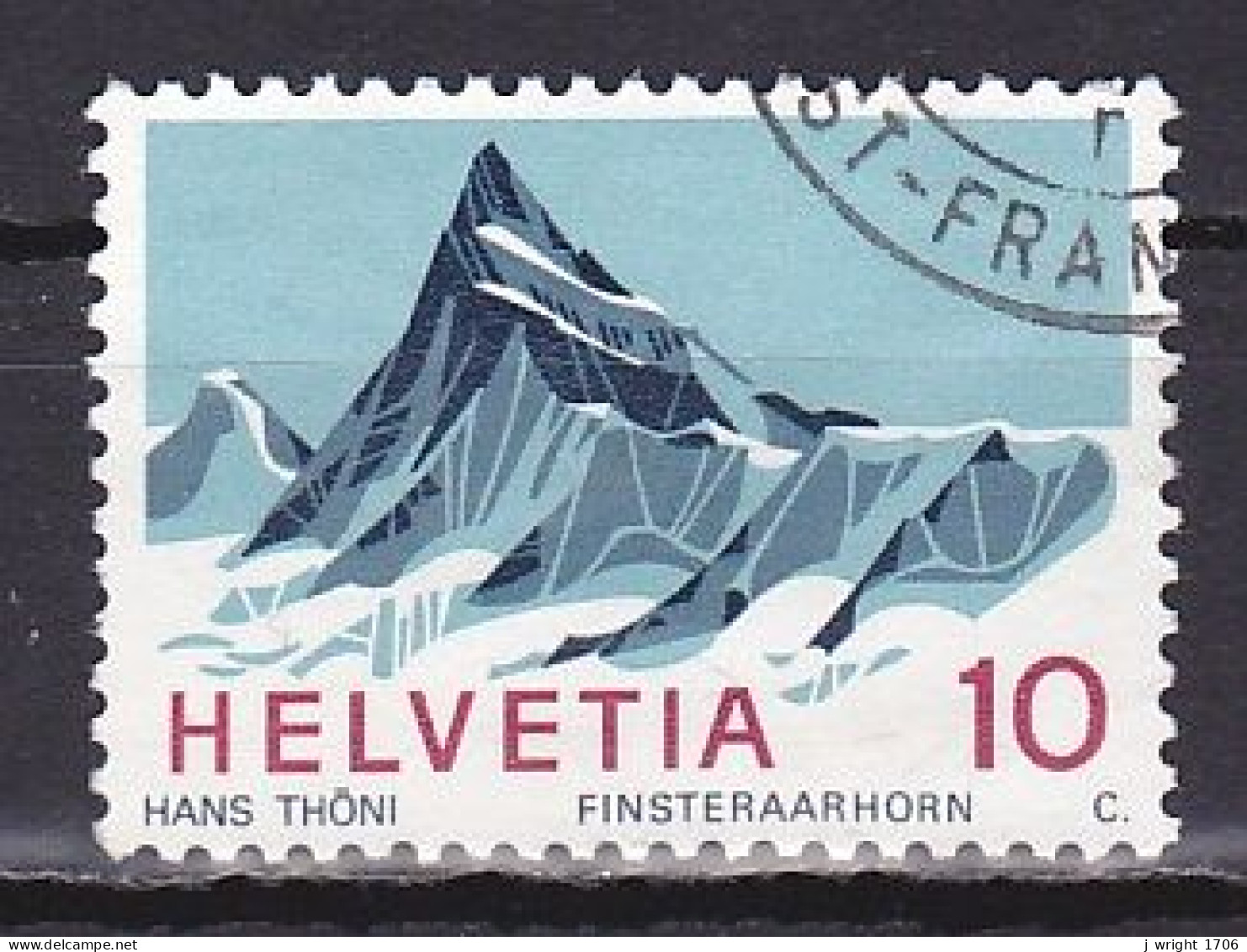 Switzerland, 1966, Swiss Alps/Finsteraarhorn, 10c, USED - Usati