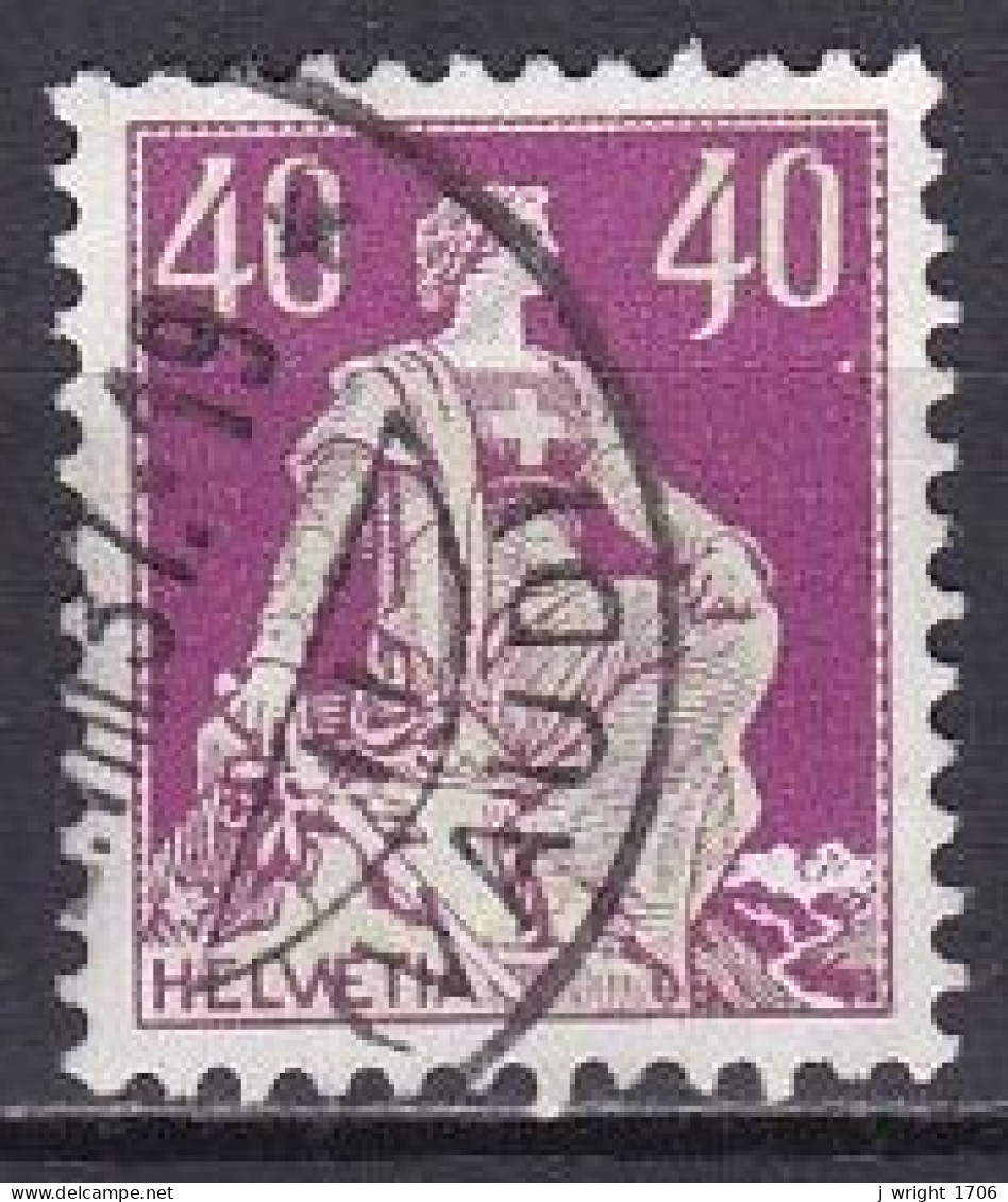 Switzerland, 1921, Helvetia With Sword/Grilled Gum, 40c, USED - Gebraucht