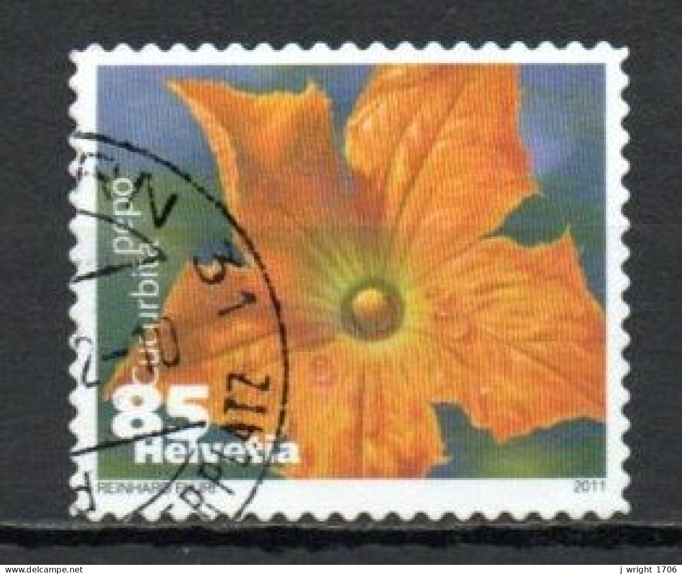 Switzerland, 2011, Vegetable Flowers/Courgette, 85c, USED - Used Stamps