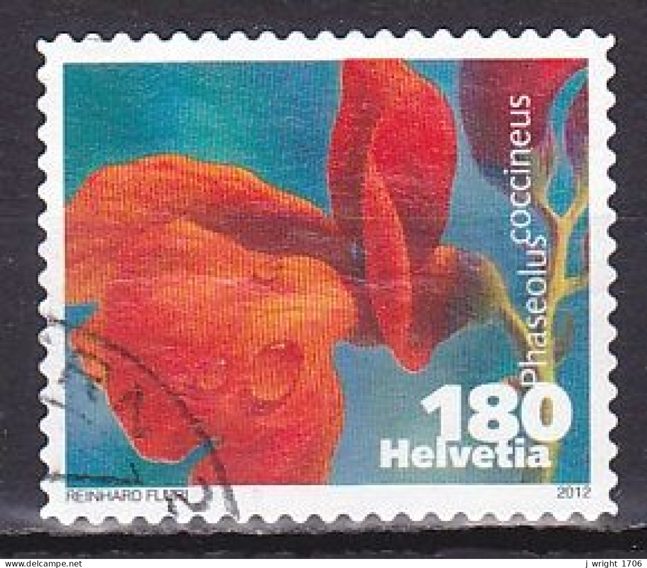 Switzerland, 2012, Vegetable Flowers/Runner Bean, 180c, USED - Used Stamps