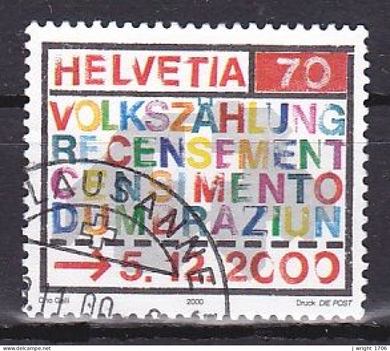 Switzerland, 2000, Population Census, 70c, USED - Used Stamps