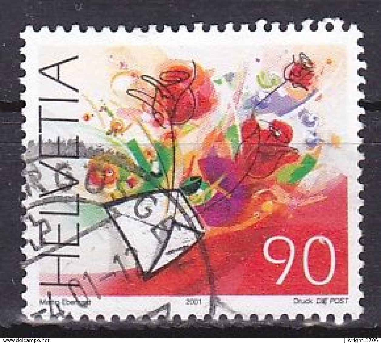 Switzerland, 2001, Congratulations Greetings Stamp, 90c, USED - Usados