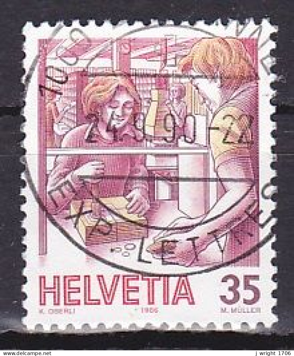 Switzerland, 1986, Mail Handling/Post Office Clerk, 35c, USED - Used Stamps