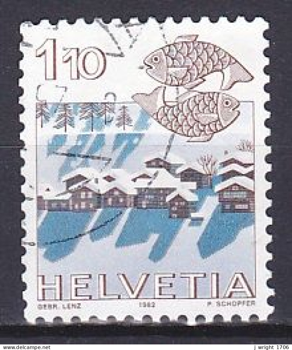 Switzerland, 1982, Zodiac & Landscape/Pisces & Nax, 1.10Fr, USED - Gebruikt