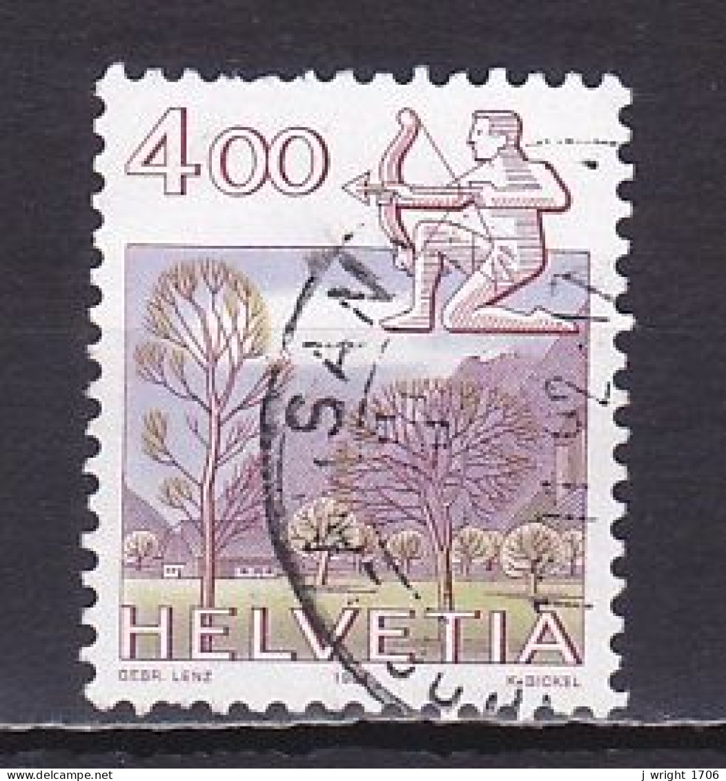 Switzerland, 1984, Zodiac & Landscape/Sagittarius & Glarus, 4.00Fr, USED - Oblitérés