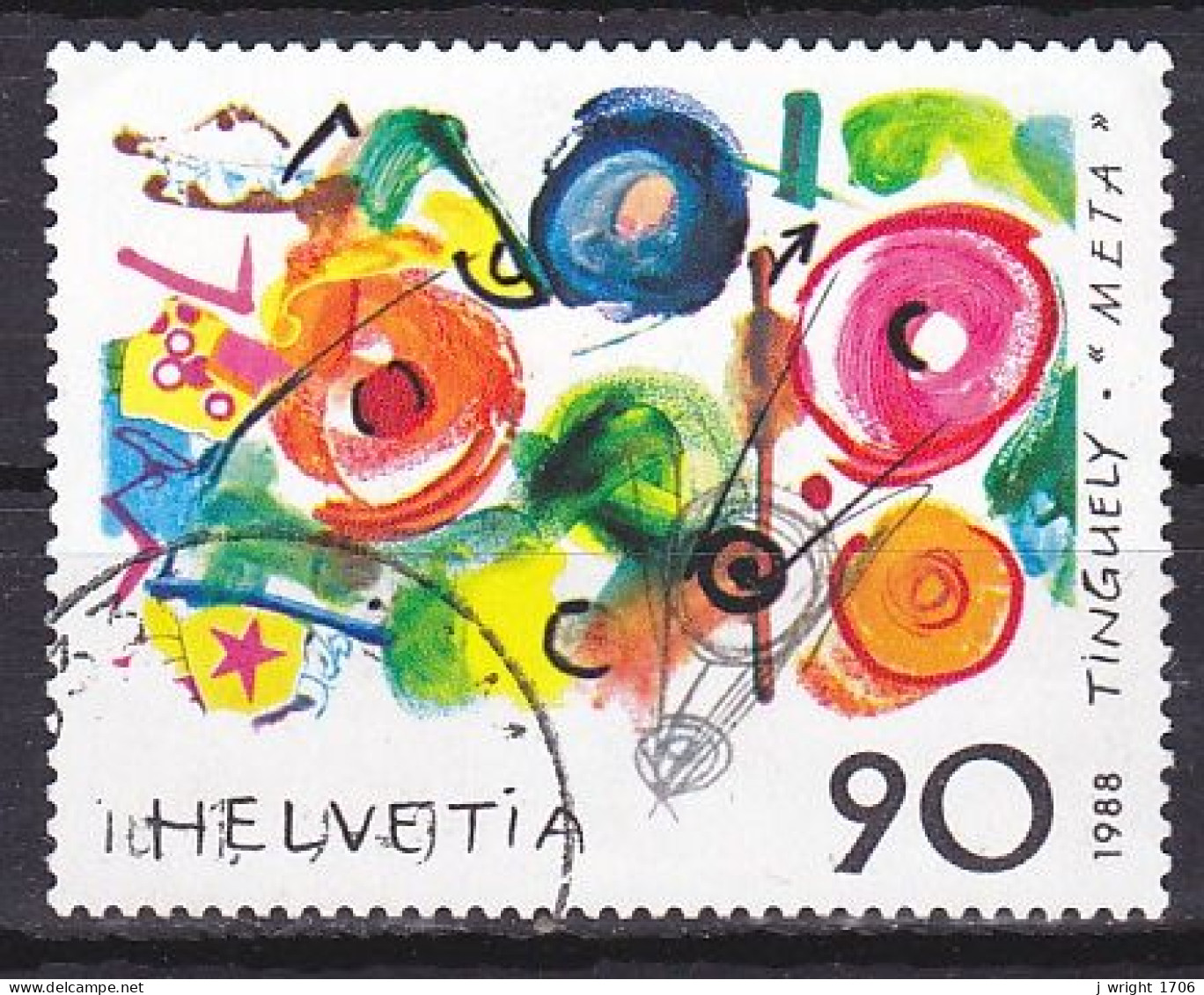 Switzerland, 1988, Metamecanique/J. Tinguely, 90c, USED - Oblitérés