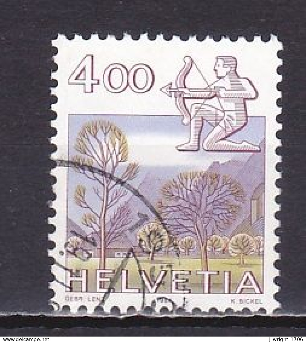 Switzerland, 1984, Zodiac & Landscape/Sagittarius & Glarus, 4.00Fr, USED - Used Stamps