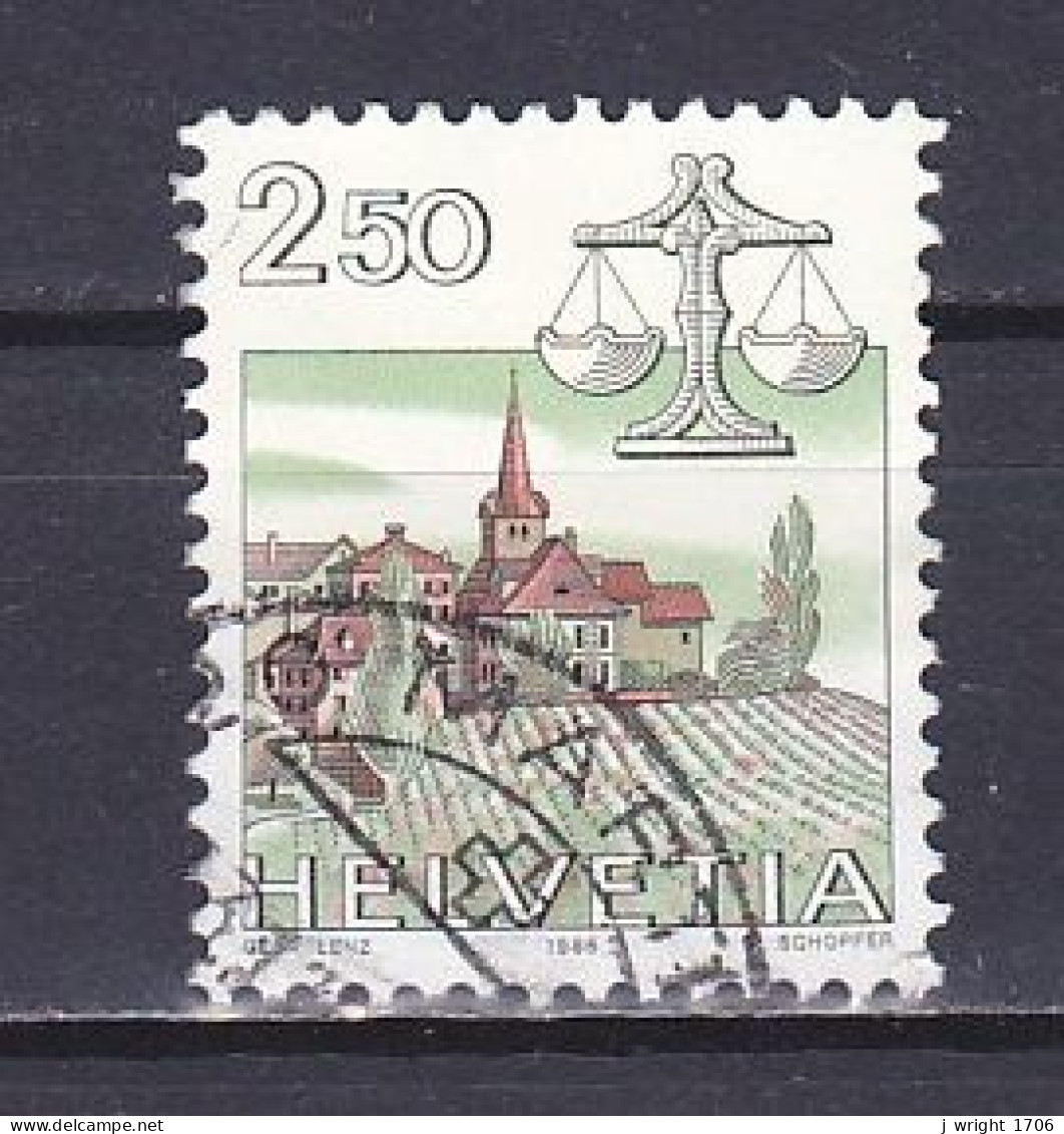 Switzerland, 1985, Zodiac & Landscape/Libra & Féchy, 2.50Fr, USED - Used Stamps