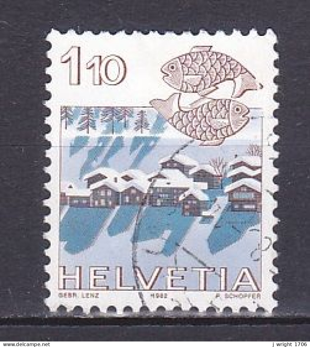Switzerland, 1982, Zodiac & Landscape/Pisces & Nax, 1.10Fr, USED - Used Stamps
