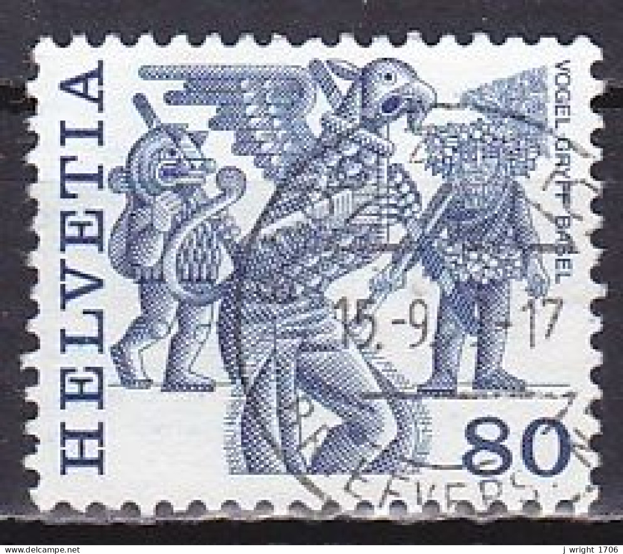 Switzerland, 1977, Folk Customs/Vogel Gryff Basel, 80c, USED - Oblitérés