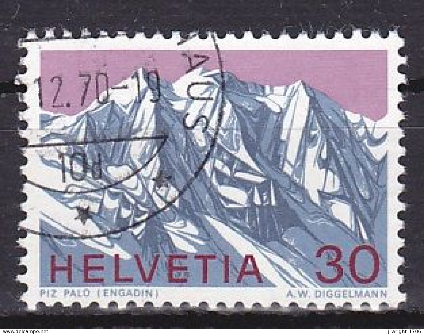 Switzerland, 1970, Swiss Alps/Piz Palü, 30c, USED - Used Stamps