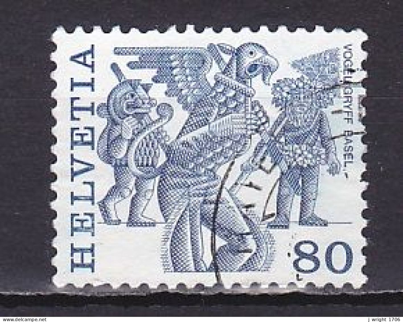 Switzerland, 1977, Folk Customs/Vogel Gryff Basel, 80c, USED - Used Stamps
