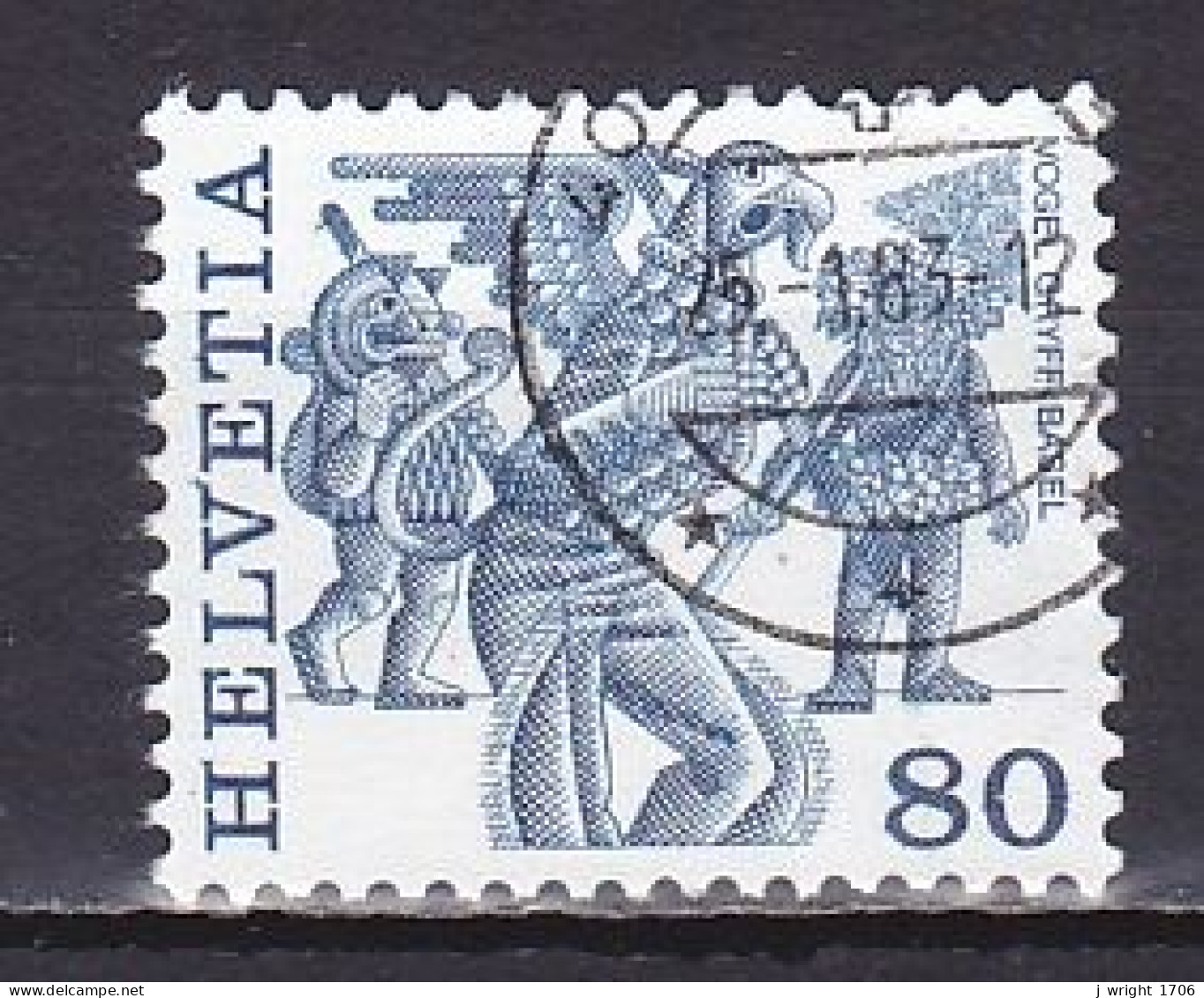 Switzerland, 1977, Folk Customs/Vogel Gryff Basel, 80c, USED - Gebruikt