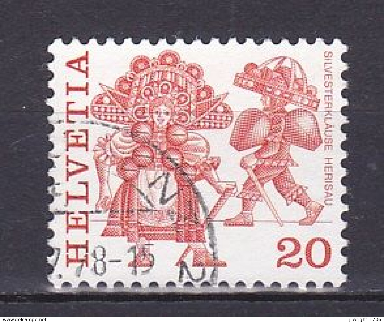 Switzerland, 1977, Folk Customs/Silvesterkläuse Herisau, 20c, USED - Used Stamps