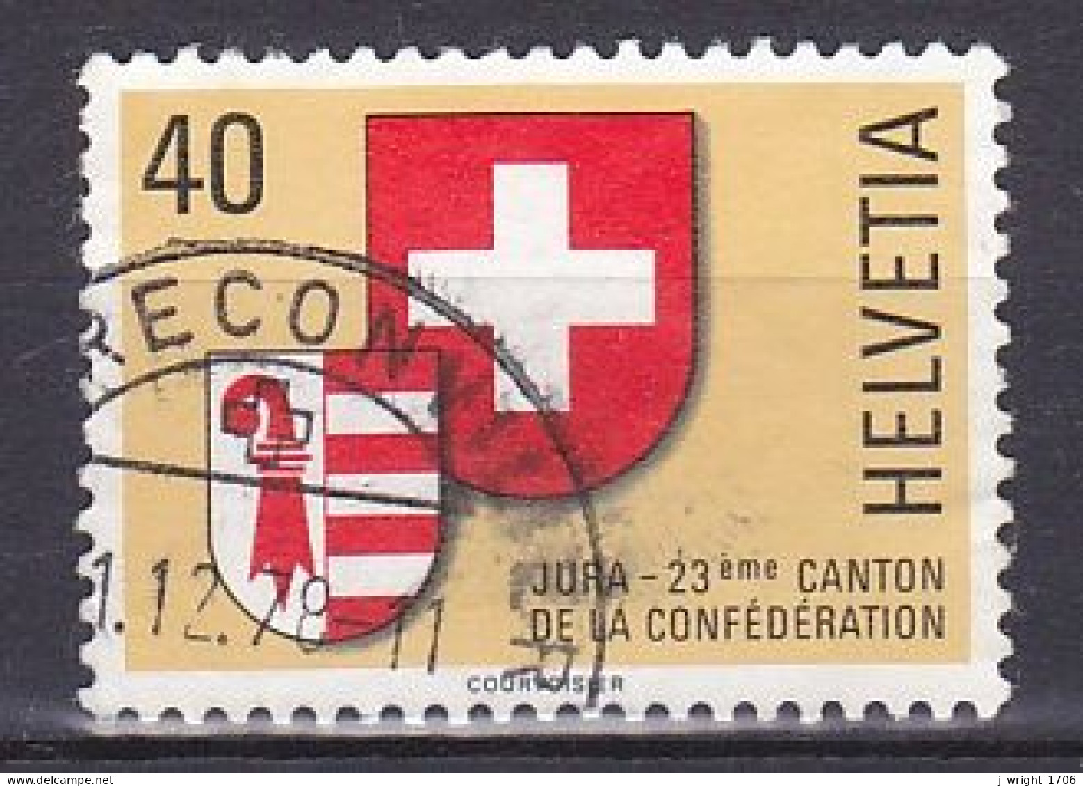 Switzerland, 1978, Jura 23rd Canton, 40c, USED - Gebraucht