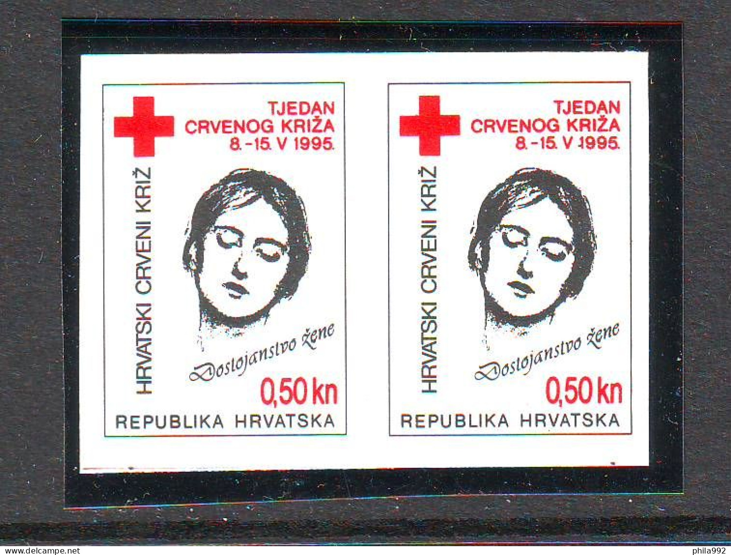 Croatia 1995 Charity Stamp Mi.No.63 RED CROSS  Imperforated Pair  MNH - Croatie