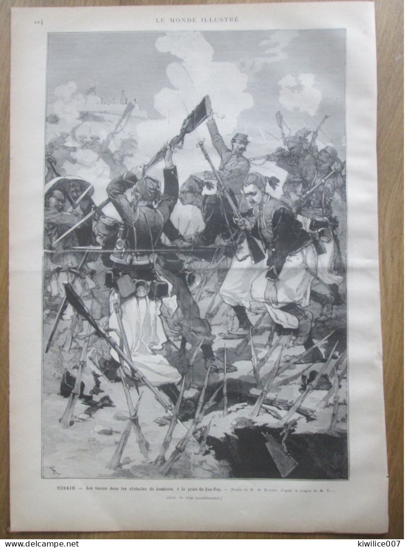 1884 Vietnam TONKIN Cochinchine  LES TURCOS Dans Les BAMBOUS  PRISE DE SON TAY - Prints & Engravings