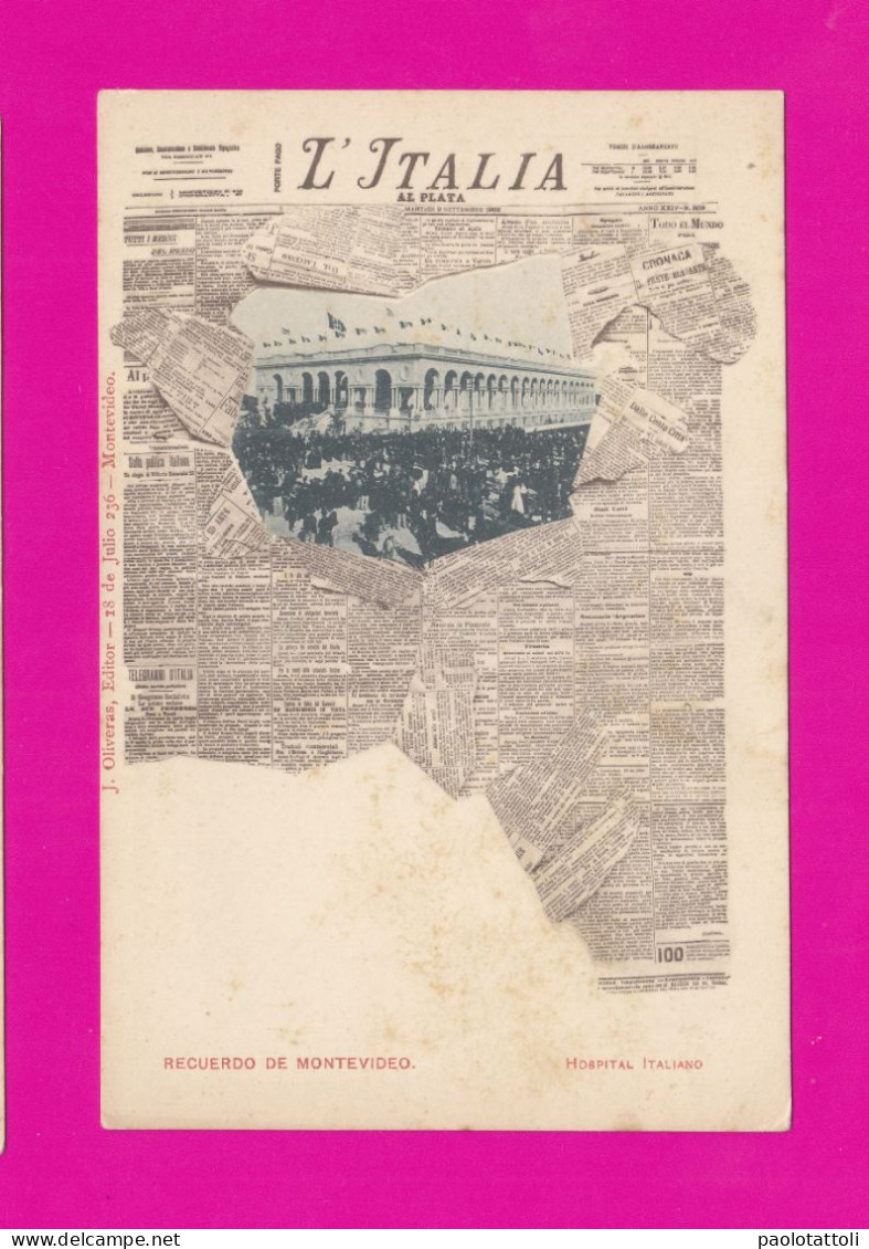 Recuerdo De Montevideo. Hospital Italiano. Newspaper, Giornale, Diario L'italia - Uruguay