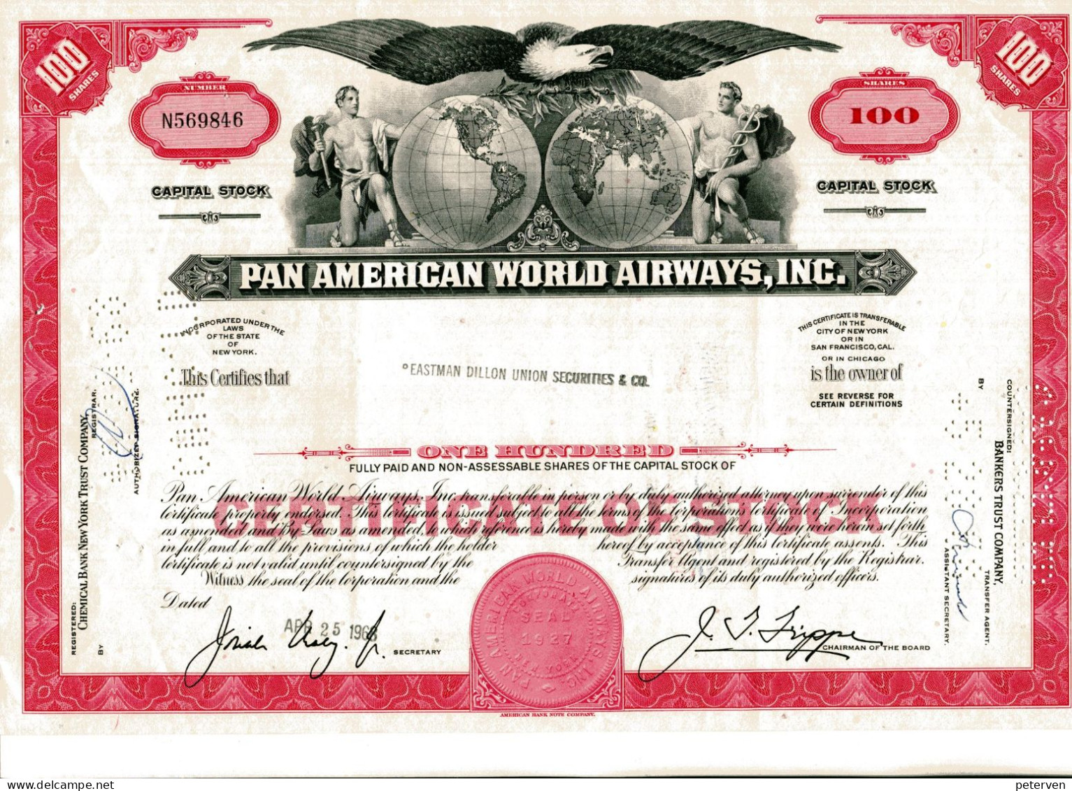 PAN AMERICAN  WORLD AIRWAYS, Inc.; 100 Shares - Luchtvaart