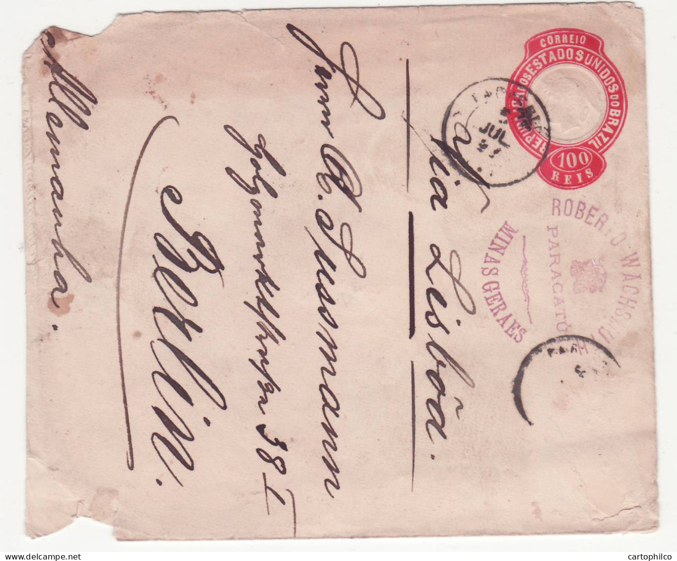 Brazil Postal Stationery For Berlin Germany 1897 - Enteros Postales