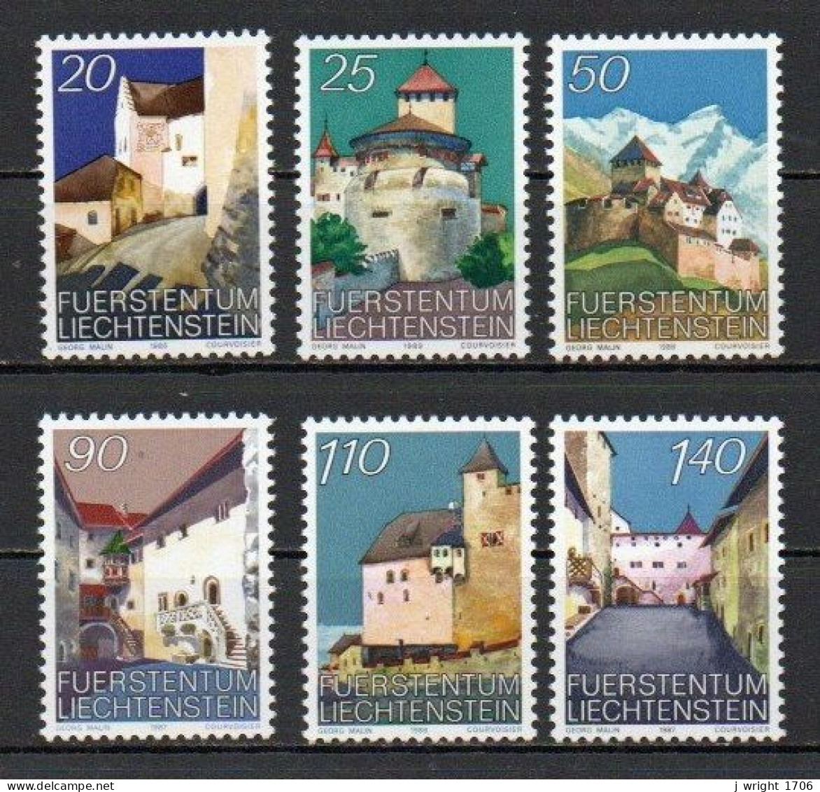 Liechtenstein, 1986-89, Vuduz Castle, Set, MNH - Ongebruikt