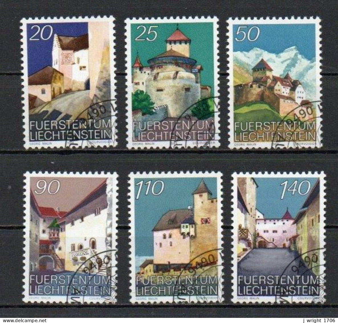 Liechtenstein, 1986-89, Vuduz Castle, Set, CTO - Used Stamps