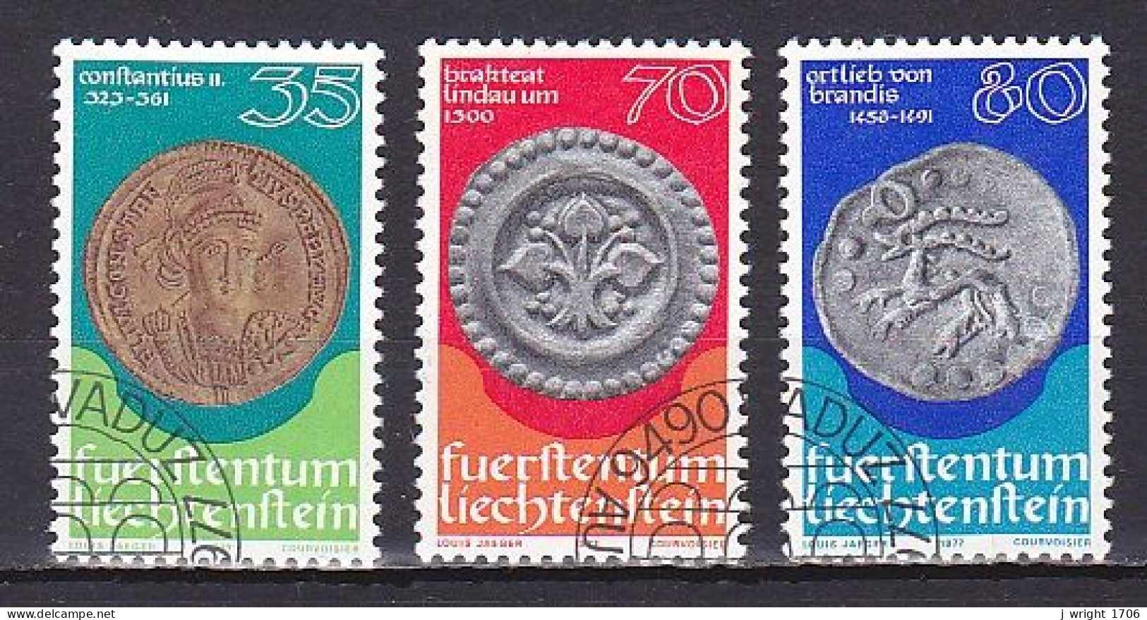 Liechtenstein, 1977, Coins 1st Series, Set, CTO - Used Stamps