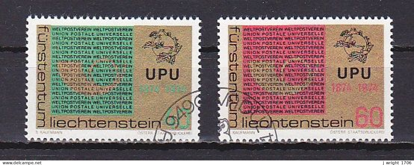 Liechtenstein, 1974, UPU Centenary, Set, CTO - Used Stamps