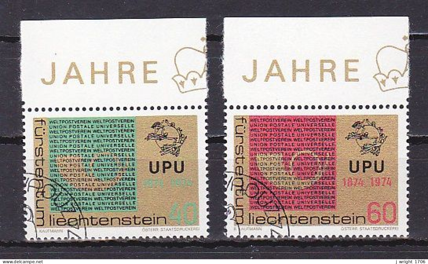 Liechtenstein, 1974, UPU Centenary, Set, CTO - Oblitérés