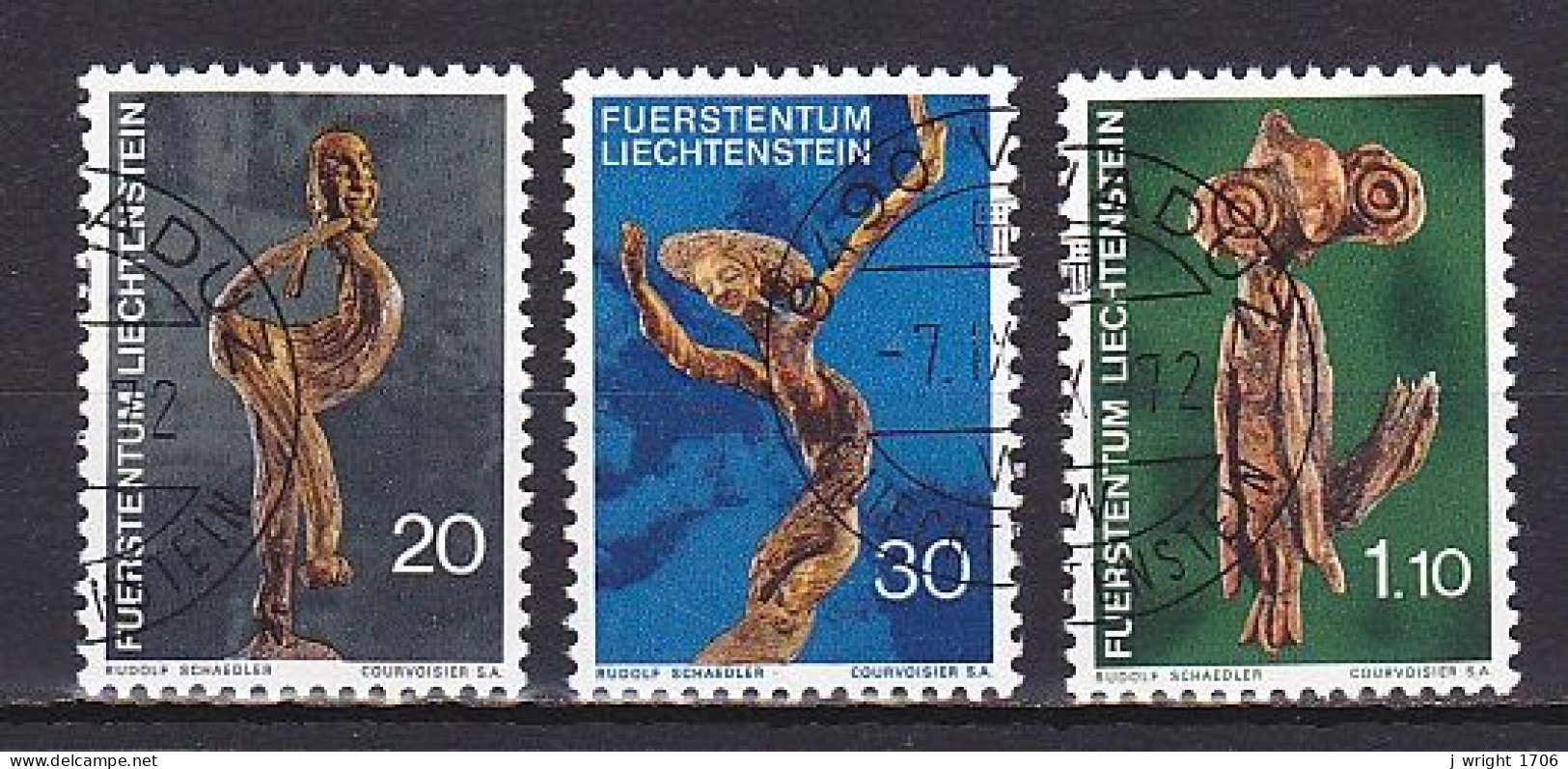 Liechtenstein, 1972, Wood Sculptures, Set, CTO - Used Stamps