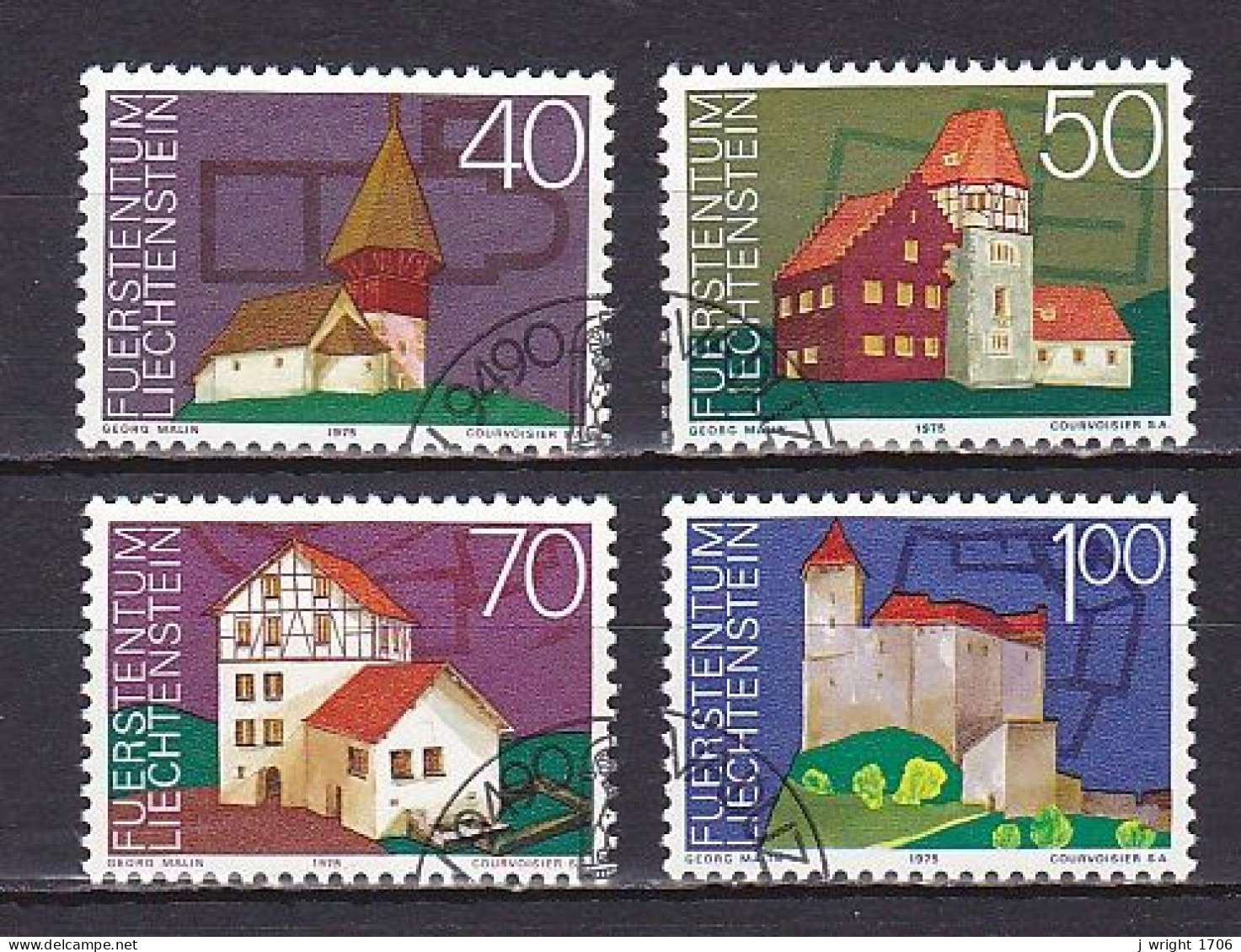 Liechtenstein, 1975, European Architectural Heritage Year, Set, CTO - Usados
