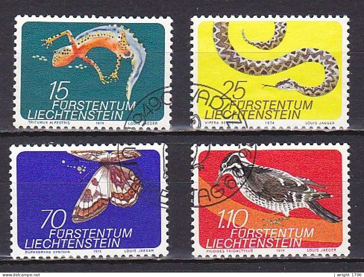 Liechtenstein, 1974, Small Fauna 2nd Series, Set, CTO - Gebruikt