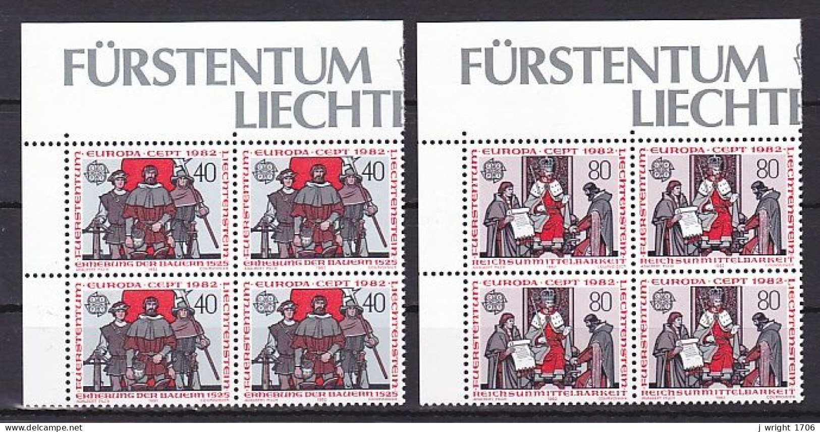 Liechtenstein, 1982, Europa CEPT, Block Set, MNH - Blocks & Kleinbögen