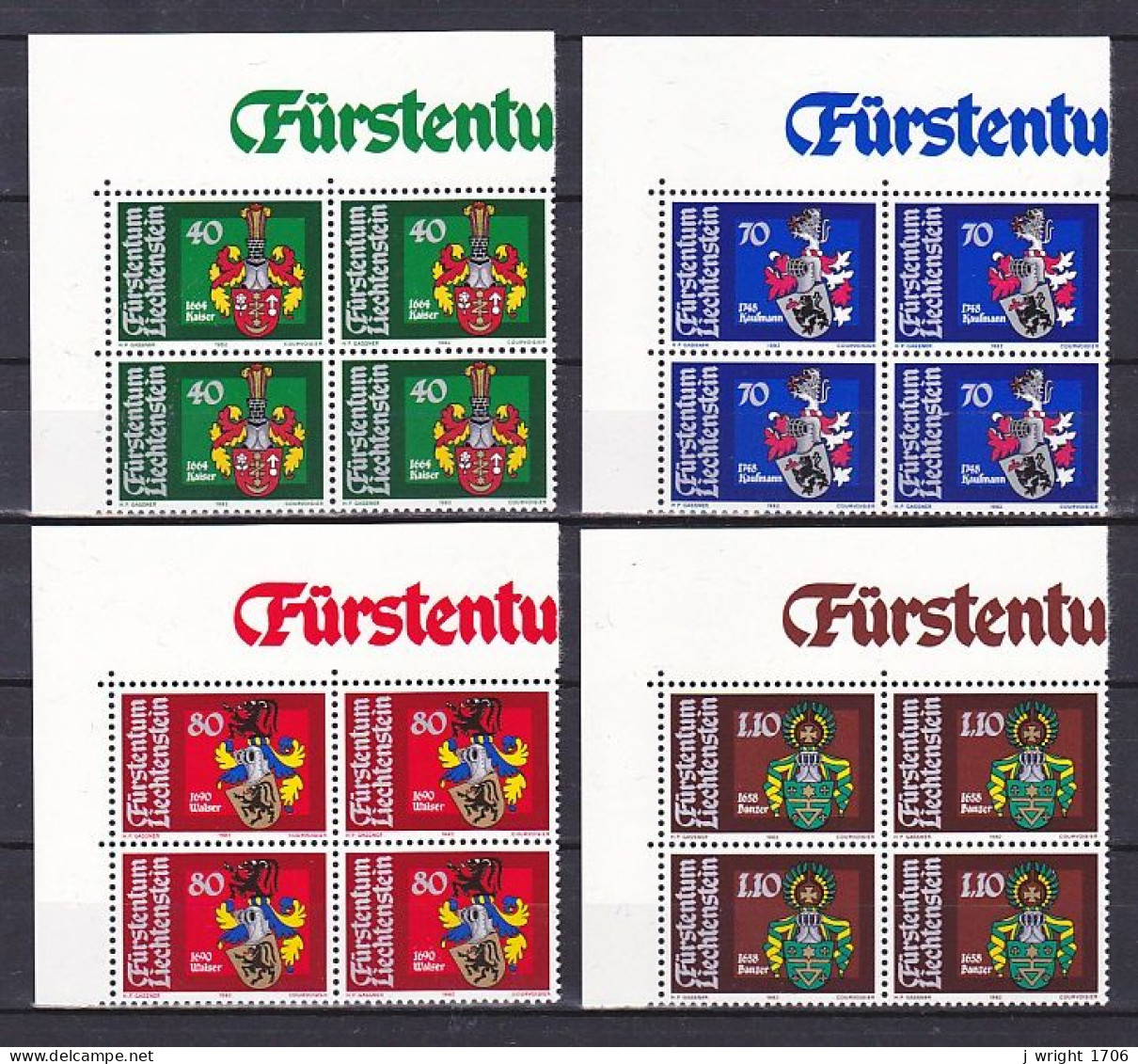 Liechtenstein, 1982, Bailiffs Coat Of Arms 3rd Series, Block Set, MNH  - Bloques & Hojas